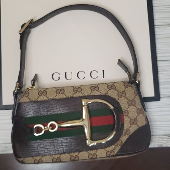 Gucci Web GG Monogram Horsebit Hasler Bag - Picture 3 of 10